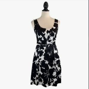 Ann Taylor Dress Black/White Floral Print Fit and Flare